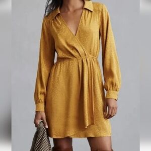 Anthropologie Mustard Long Sleeve Dress